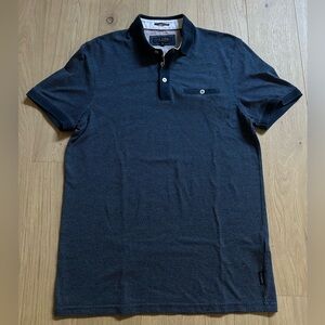 Ted Baker Navy Blue with White Micro Polka Dots Polo Size 3